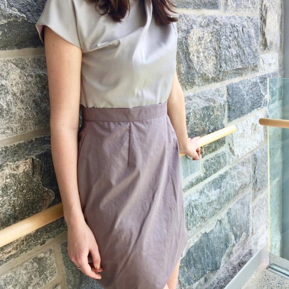 Uniqlo x Costello Tagliapietra, Satin Cotton Gray Dress, Size Medium